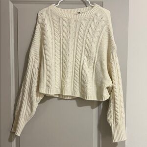Cropped Cable Knit Sweater